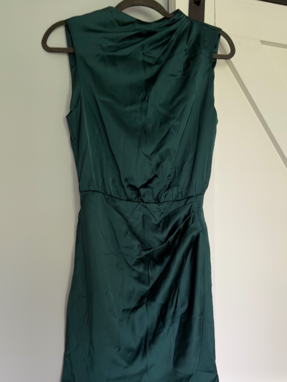 Satin draped high-neck mini dress